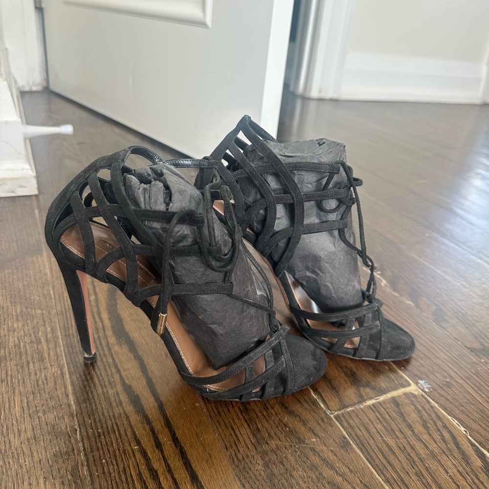 Aquazzura Black Ginger Lace Up Sandal